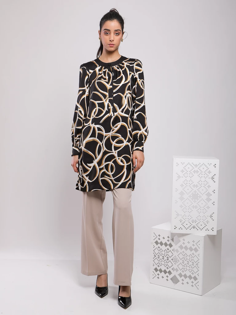 BLOUSE FLUIDE À IMPRIMÉ ABSTRAIT