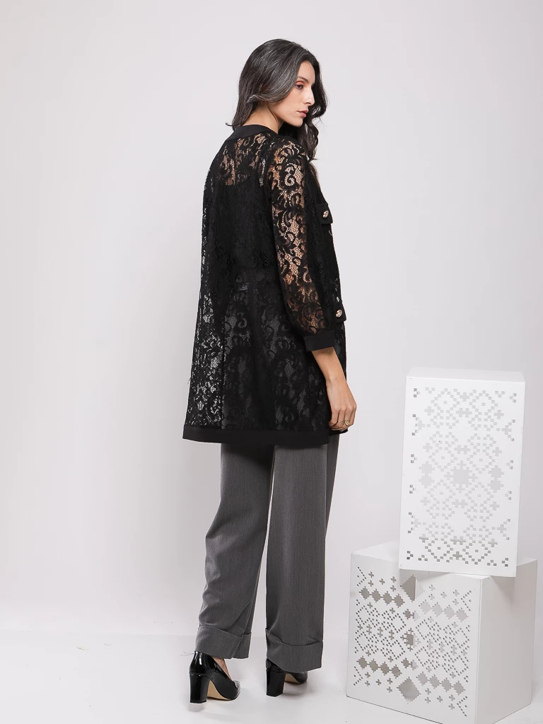 VESTE LONGUE EN DENTELLE GUIPURE