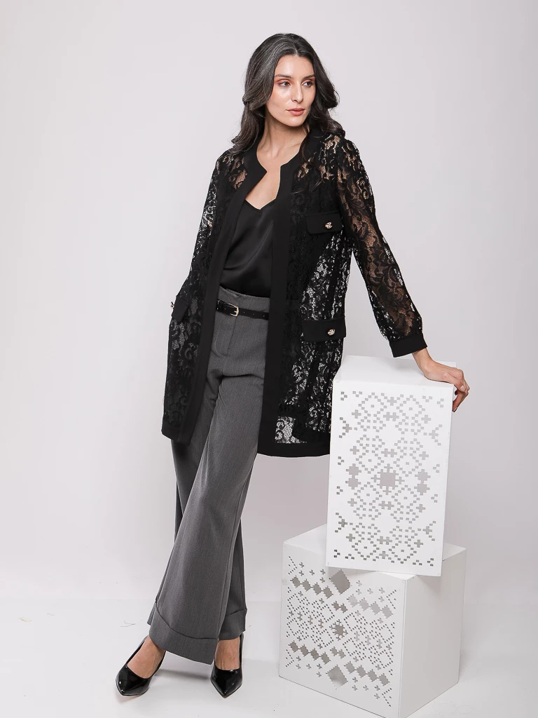 VESTE LONGUE EN DENTELLE GUIPURE
