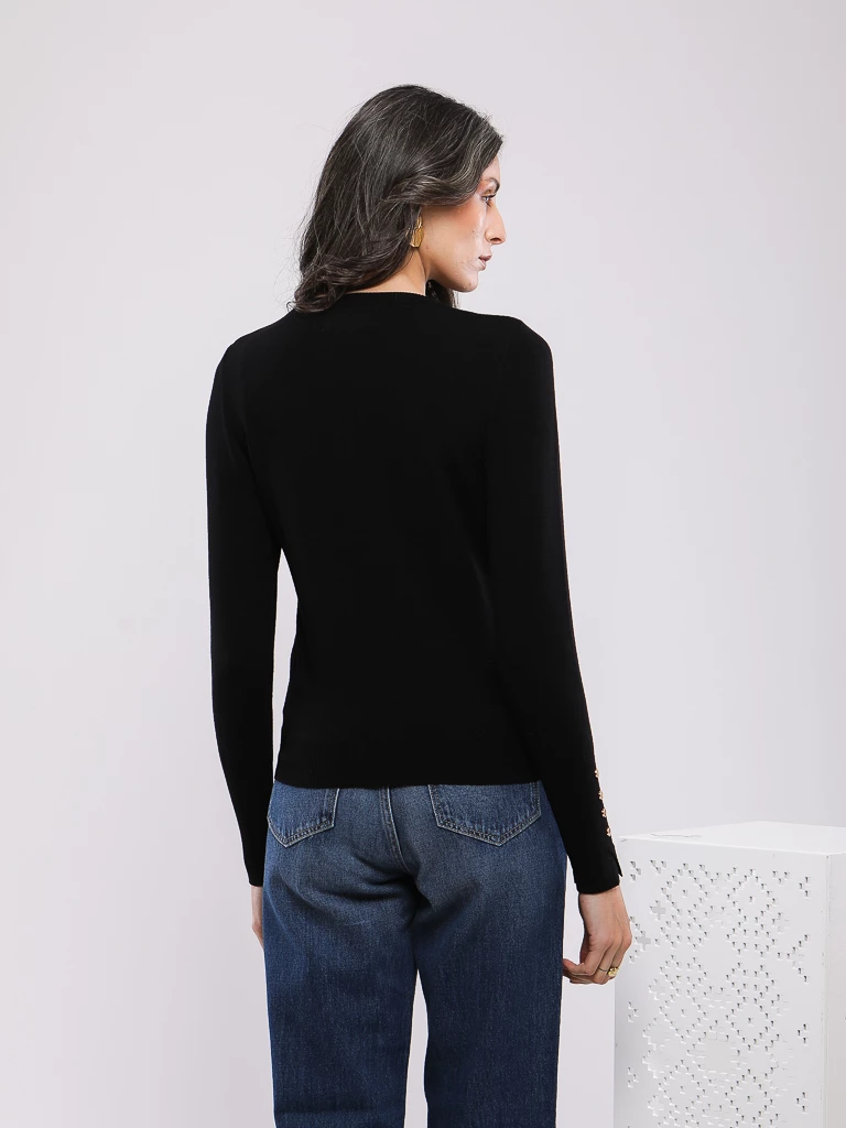 PULL COL ROND EN MAILLE VISCOSE MANCHES LONGUES