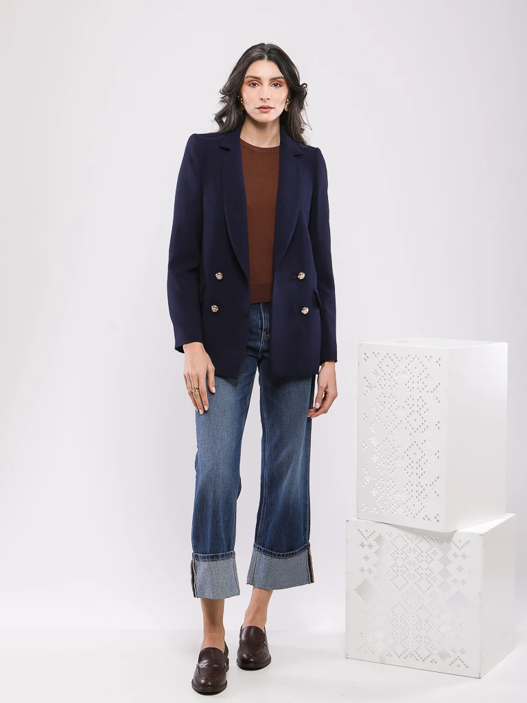 VESTE BLAZER CROISÉE AVEC BOUTONS DORÉS