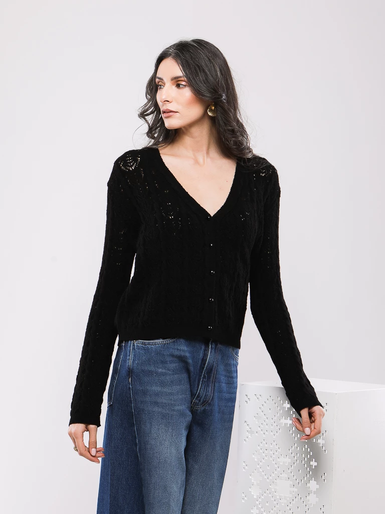 GILET CARDIGAN EN MAILLE MANCHES LONGUES