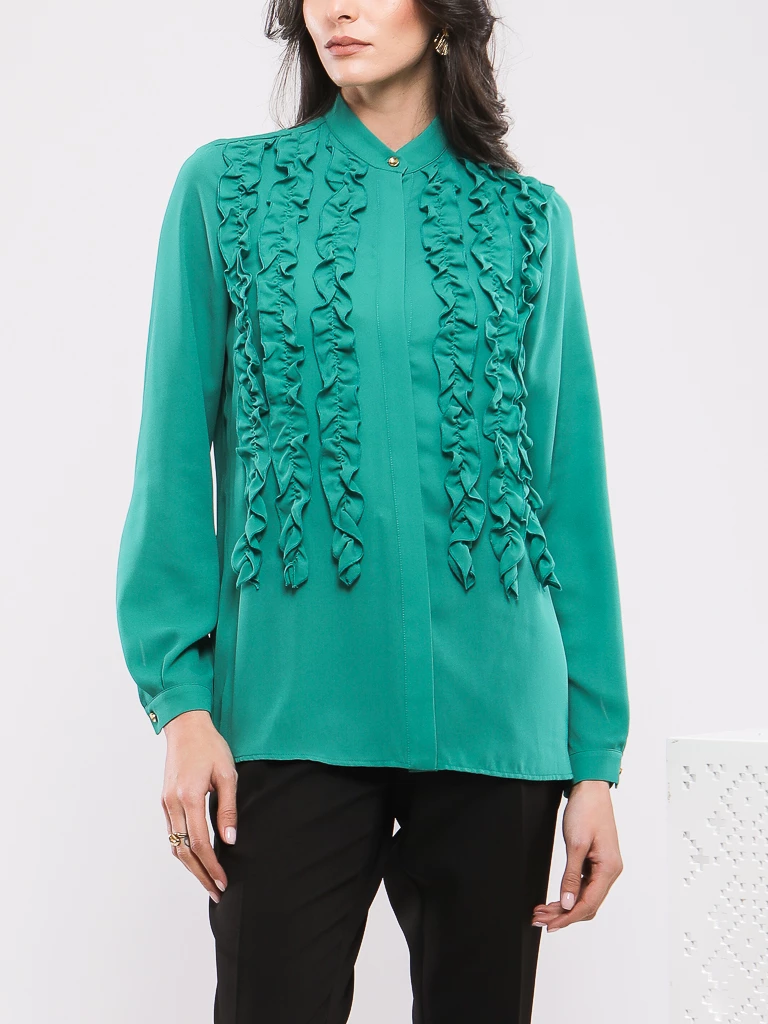 CHEMISE FLUIDE EN CRÊPE LÉGER À VOLANTS