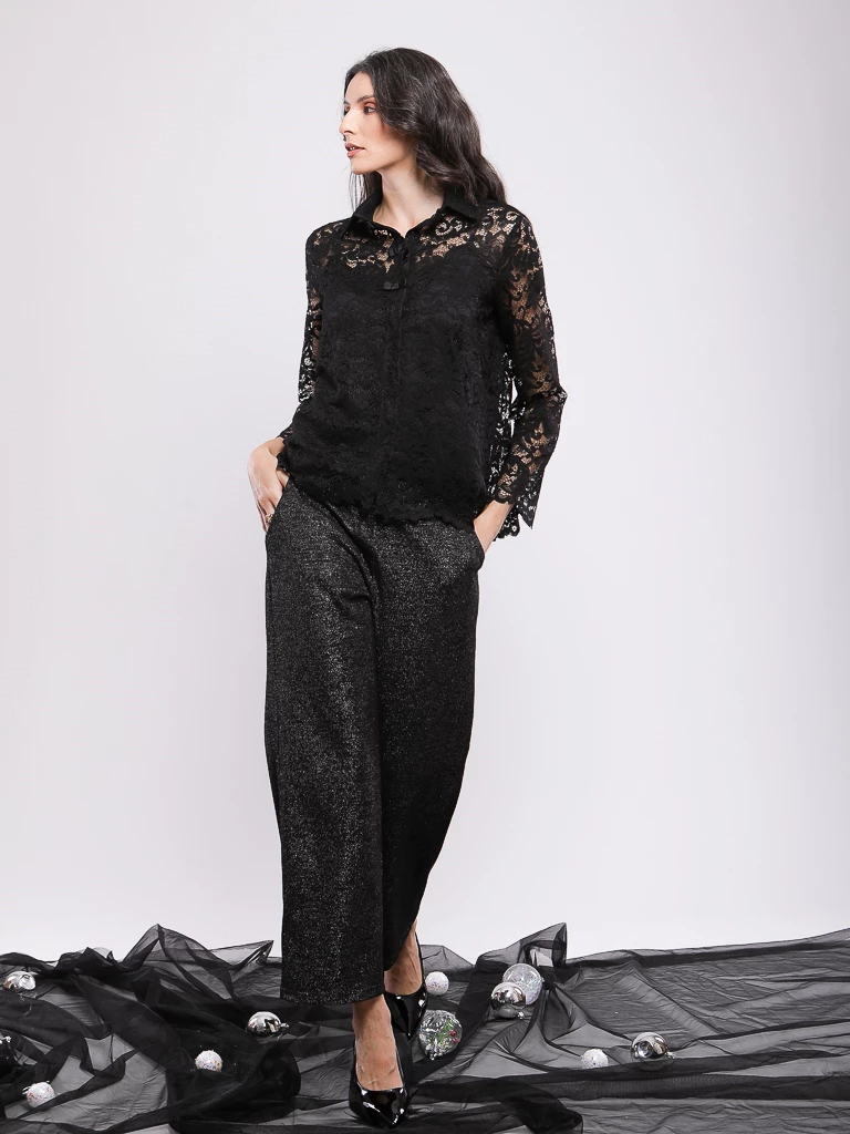 PANTALON DROIT TAILLE HAUTE PAILLETÉ