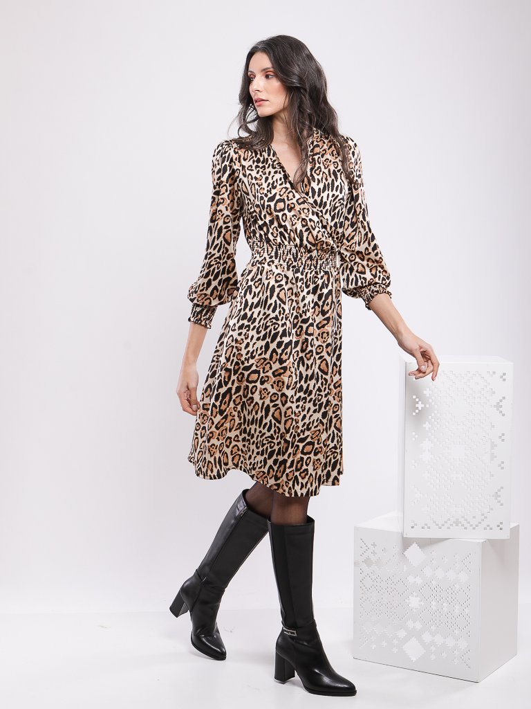 ROBE MIDI IMPRIMÉ LÉOPARD