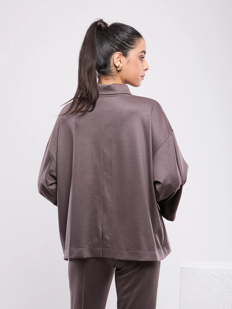 TUNIQUE OVERSIZE COL POLO ZIPPÉ