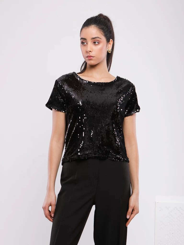 TUNIQUE DEMI-MANCHES A PAILLETTES