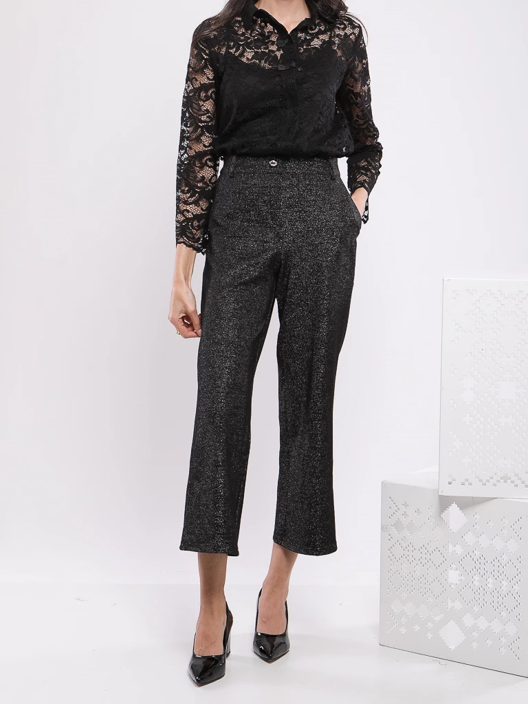 PANTALON DROIT TAILLE HAUTE PAILLETÉ