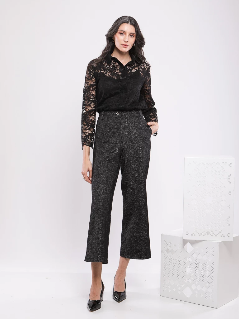PANTALON DROIT TAILLE HAUTE PAILLETÉ