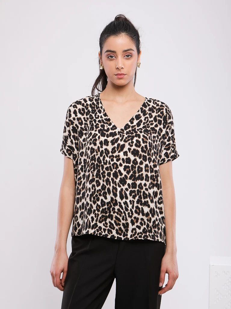 TUNIQUE LÉOPARD À NŒUD DOS