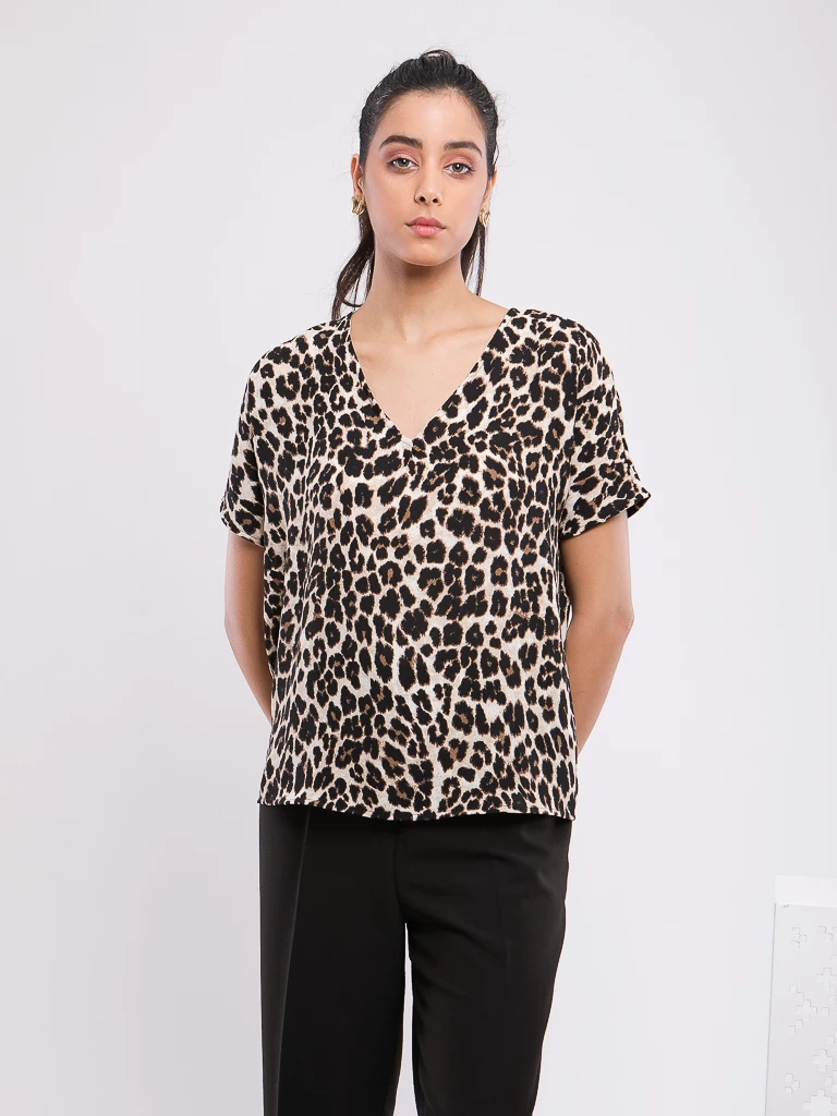 TUNIQUE LÉOPARD À NŒUD DOS