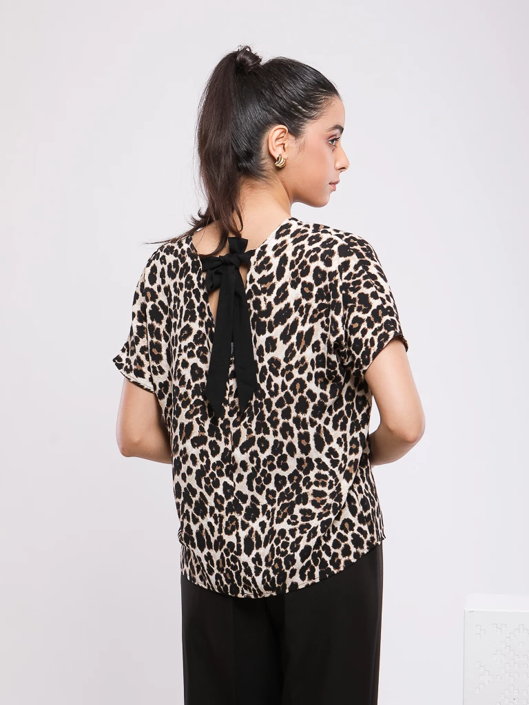 TUNIQUE LÉOPARD À NŒUD DOS