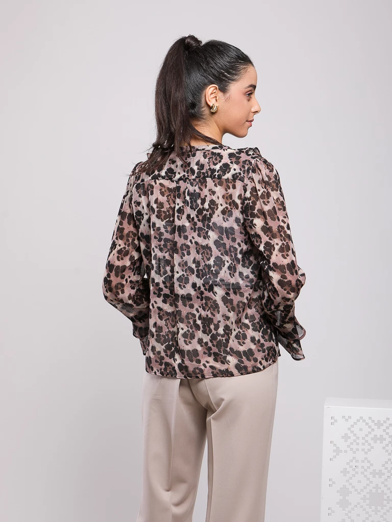 CHEMISE LÉOPARD À VOLANTS