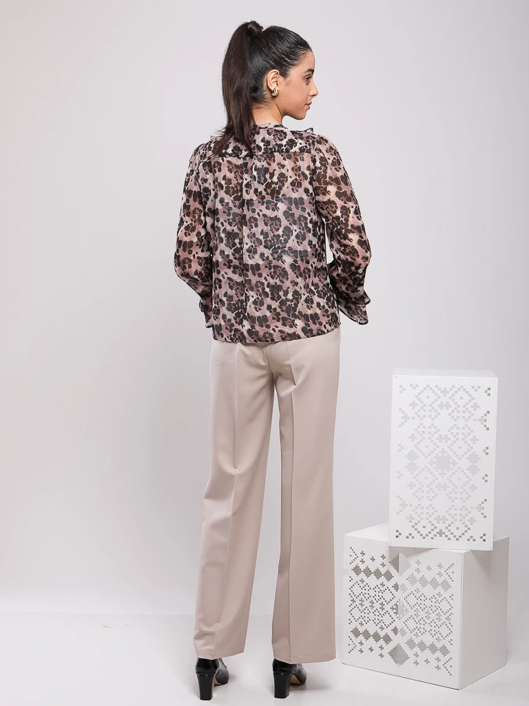 CHEMISE LÉOPARD À VOLANTS