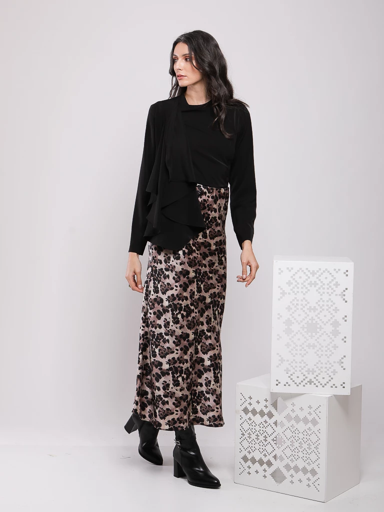 JUPE MIDI IMPRIMÉ LÉOPARD