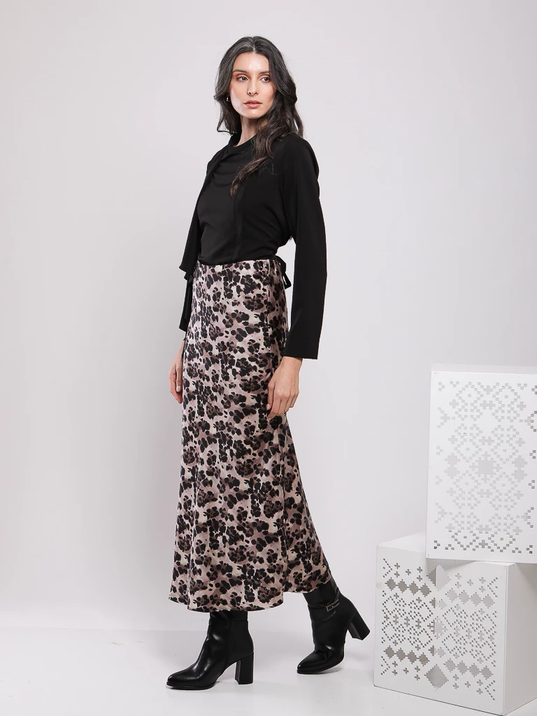 JUPE MIDI IMPRIMÉ LÉOPARD