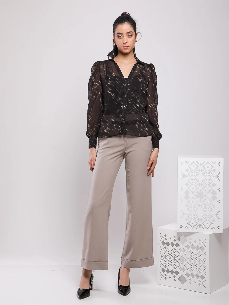 CHEMISE FLUIDE IMPRIMÉ ABSTRAIT DORÉ