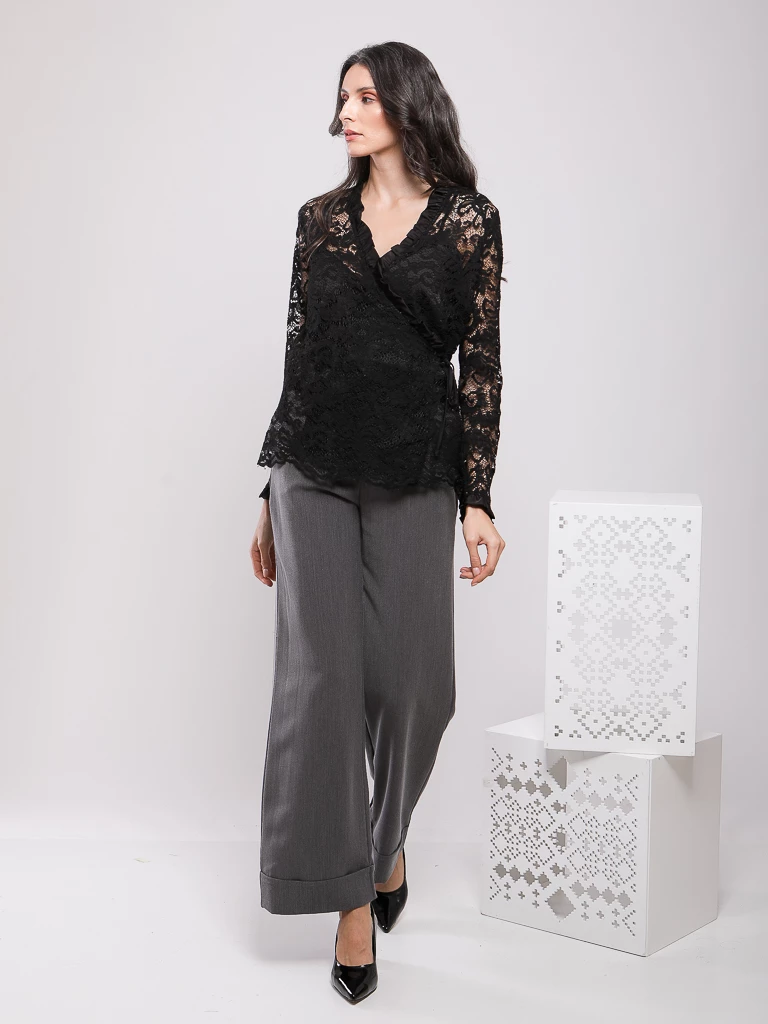 CHEMISE EN DENTELLE GUIPURE MANCHES LONGUES