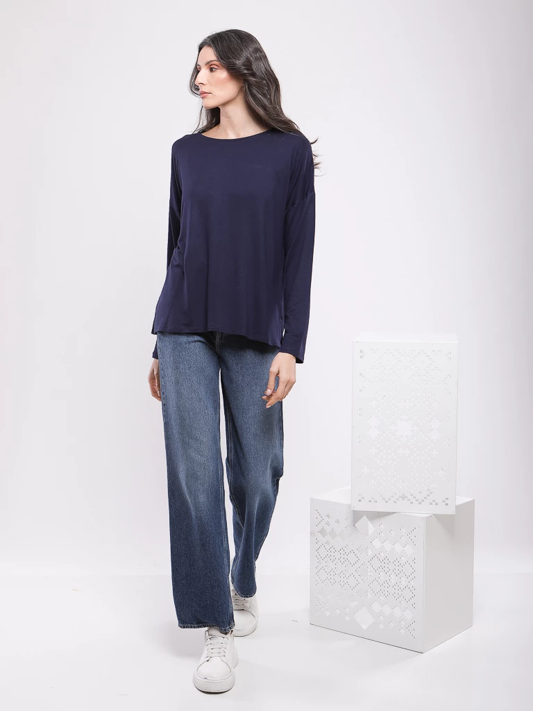 T-SHIRT A COL ROND ET MANCHES LONGUES