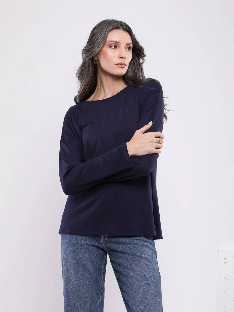 T-SHIRT A COL ROND ET MANCHES LONGUES