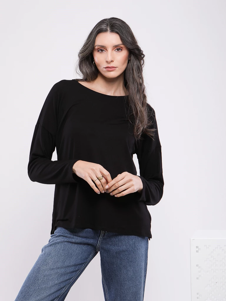 T-SHIRT A COL ROND ET MANCHES LONGUES