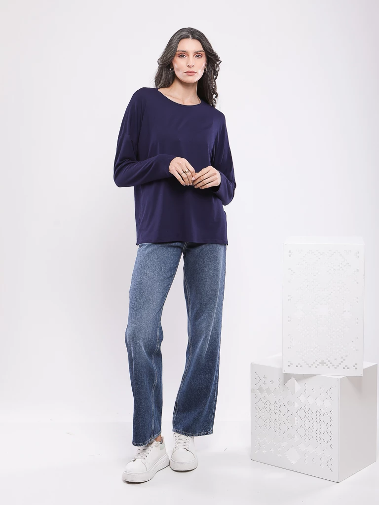 T-SHIRT A COL ROND ET MANCHES LONGUES