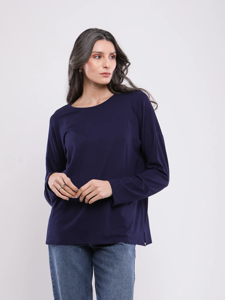 T-SHIRT A COL ROND ET MANCHES LONGUES