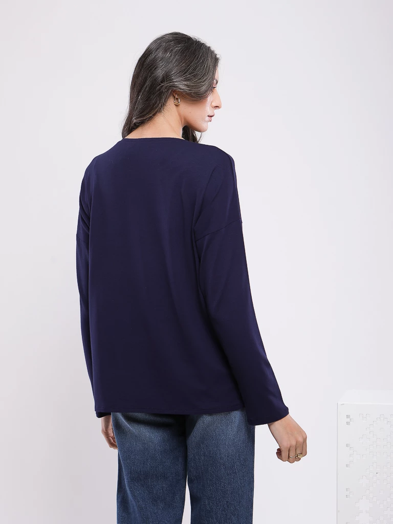 T-SHIRT A COL ROND ET MANCHES LONGUES