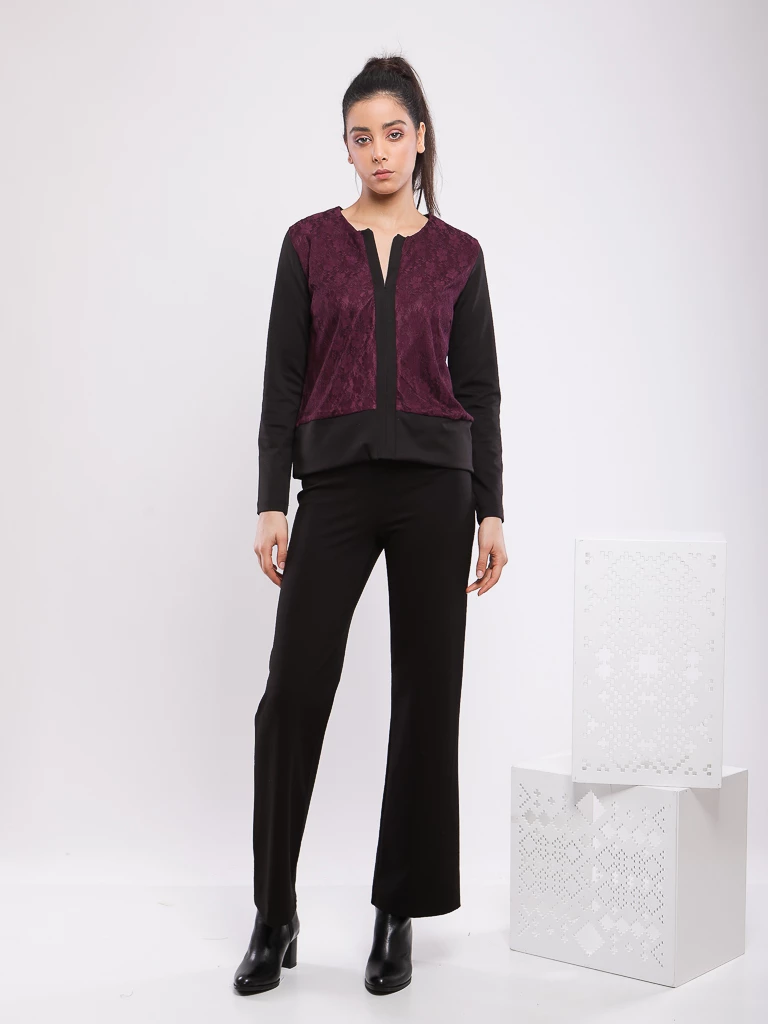 BLOUSE MANCHES LONGUES AVEC DENTELLE