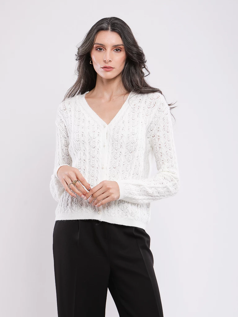 GILET CARDIGAN EN MAILLE MANCHES LONGUES