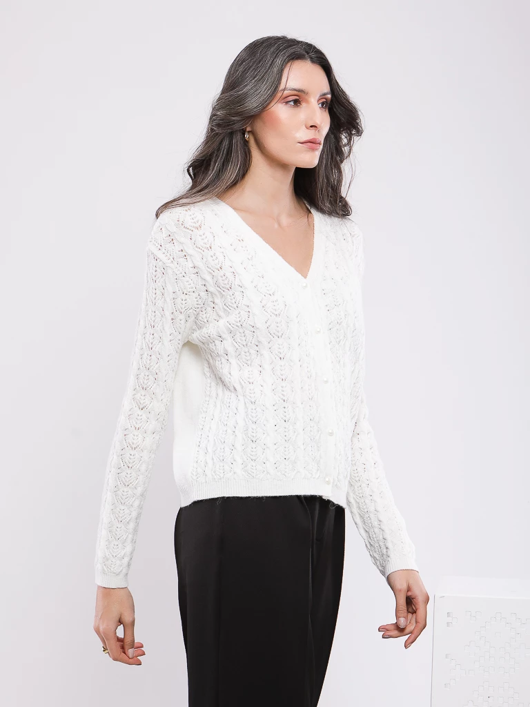 GILET CARDIGAN EN MAILLE MANCHES LONGUES