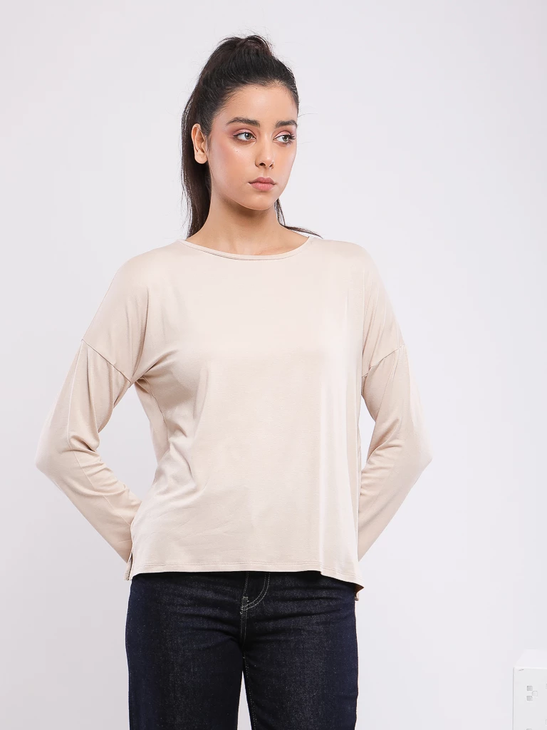 T-SHIRT A COL ROND ET MANCHES LONGUES