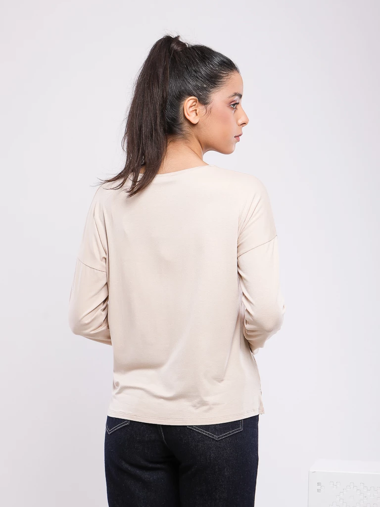 T-SHIRT A COL ROND ET MANCHES LONGUES