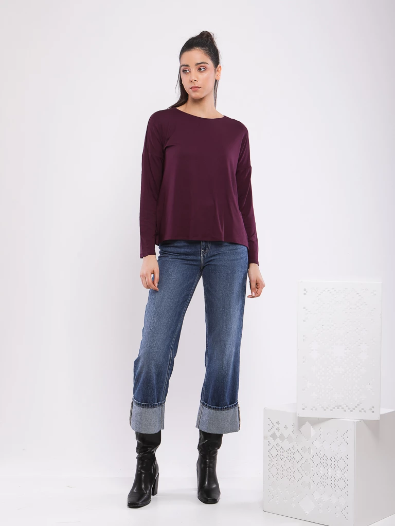 T-SHIRT A COL ROND ET MANCHES LONGUES