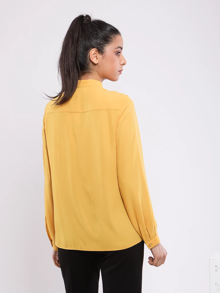 CHEMISE FLUIDE EN CRÊPE LÉGER À VOLANTS