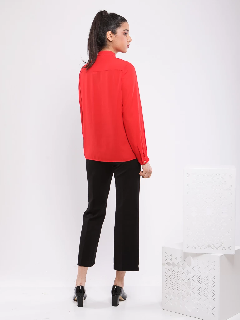 CHEMISE FLUIDE EN CRÊPE LÉGER À VOLANTS