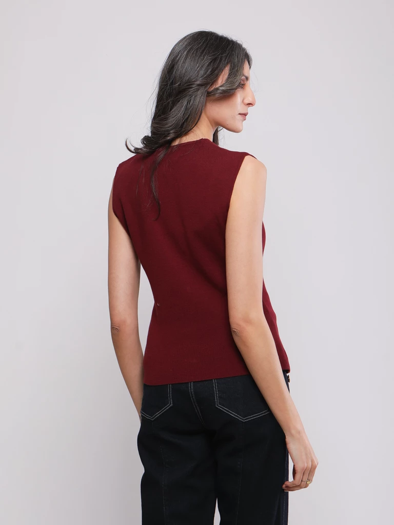 GILET VISCOSE SANS MANCHES BOUTONS DORÉS