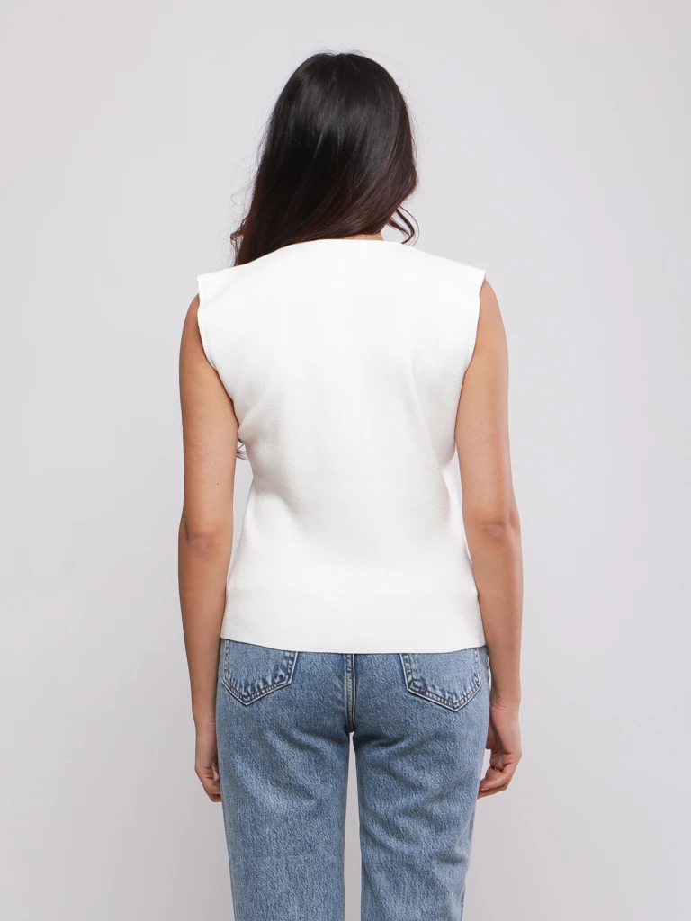 GILET VISCOSE SANS MANCHES BOUTONS DORÉS