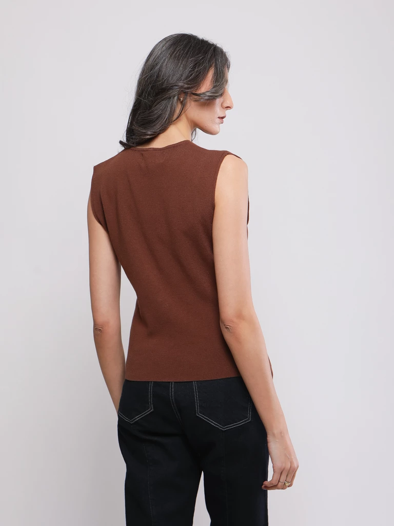 GILET VISCOSE SANS MANCHES BOUTONS DORÉS