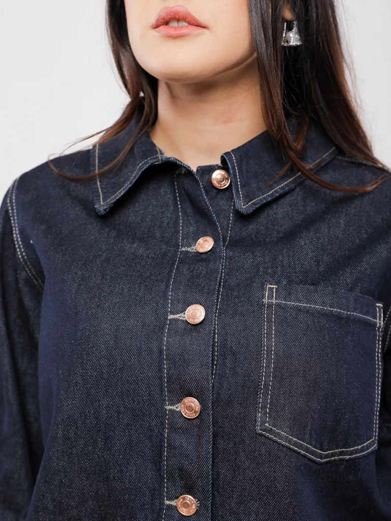 VESTE COURTE EN DENIM COUPE BOXY