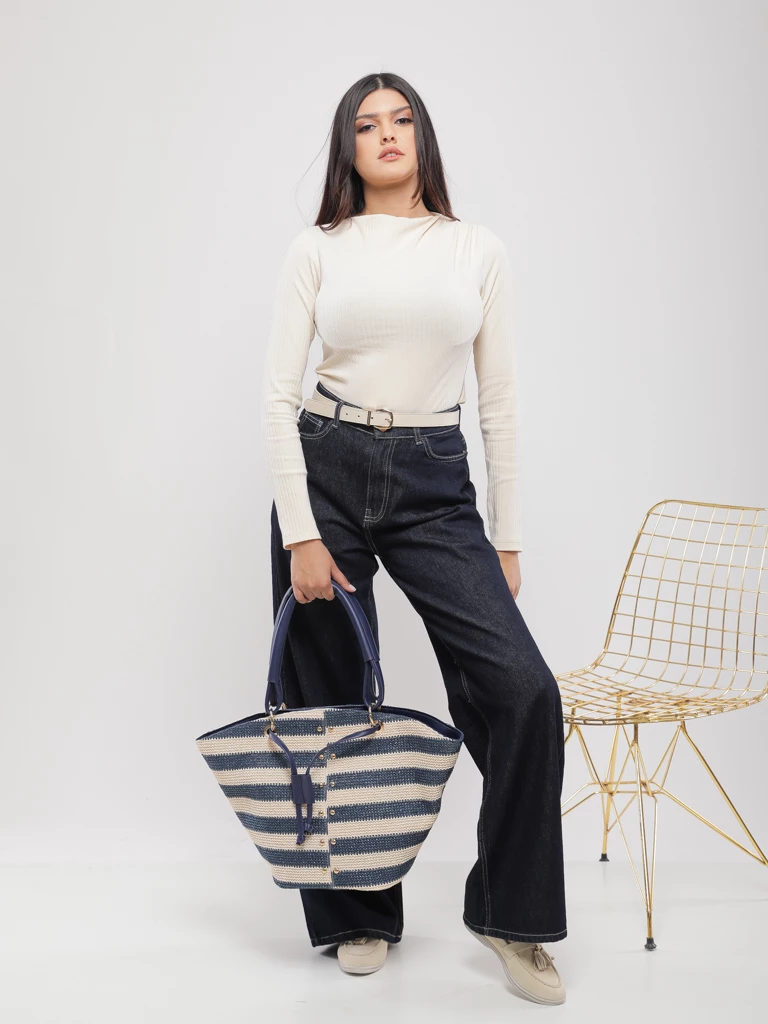 JEAN WIDE LEG EN DENIM À TAILLE HAUTE