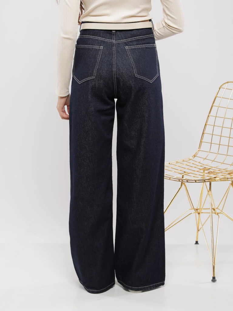 JEAN WIDE LEG EN DENIM À TAILLE HAUTE