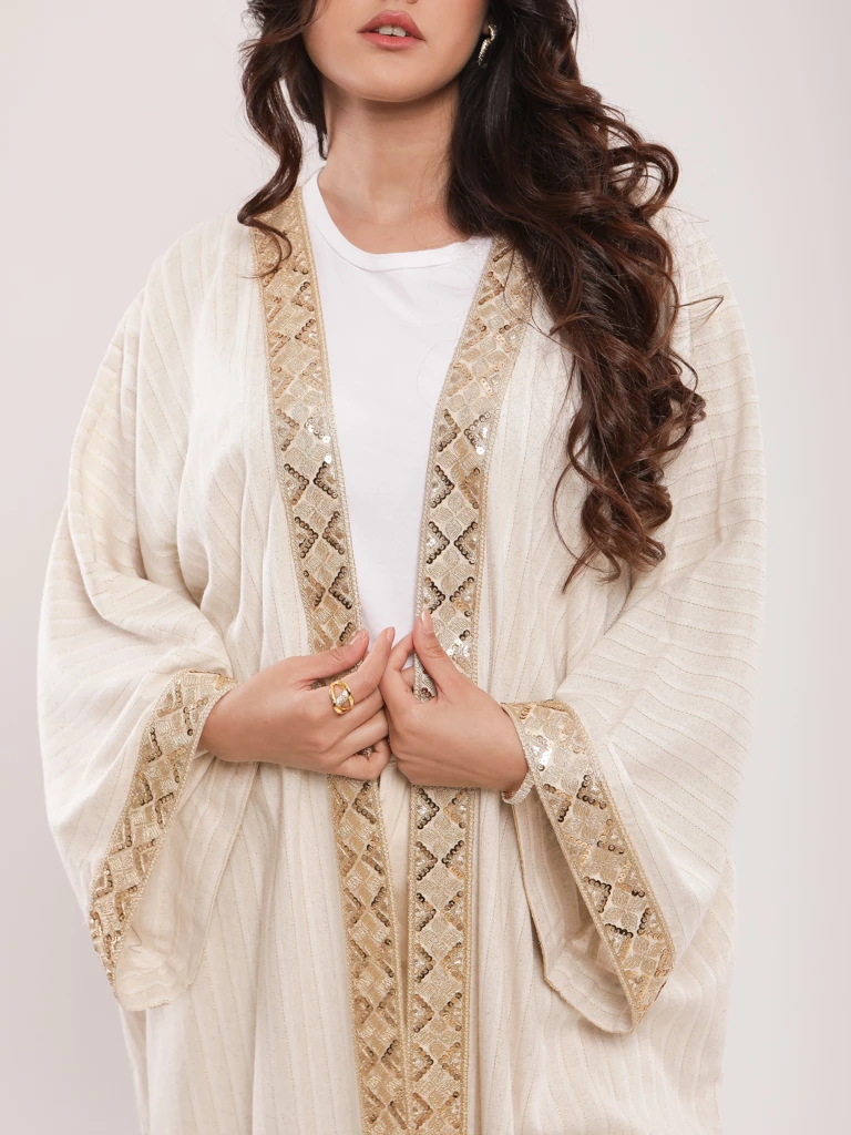 KIMONO LONG HAYEK AVEC GALON DORE