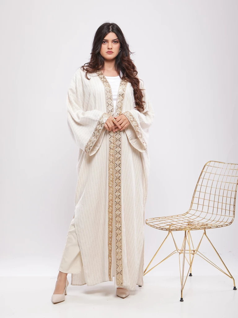 KIMONO LONG HAYEK AVEC GALON DORE