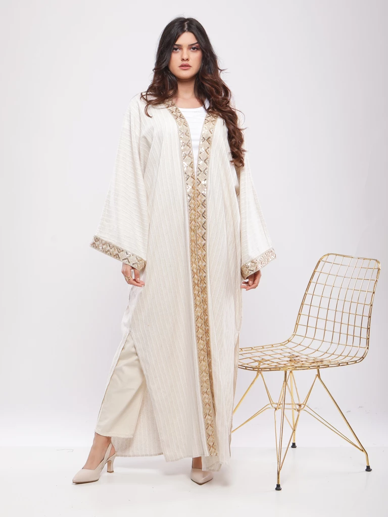 KIMONO LONG HAYEK AVEC GALON DORE