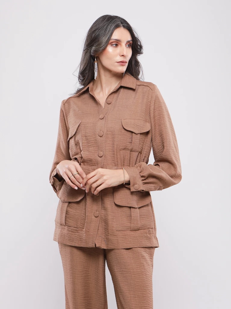 CHEMISE SAFARI POCHES PLAQUEES