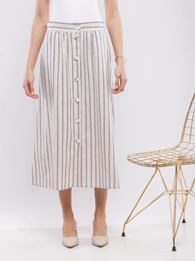 ENSEMBLE CROP TOP ET JUPE MIDI BOUTONNÉE EN LIN VISCOSE