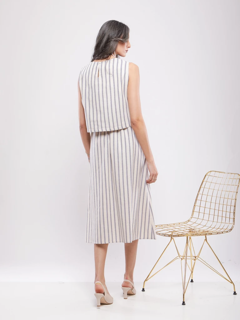 ENSEMBLE CROP TOP ET JUPE MIDI BOUTONNÉE EN LIN VISCOSE