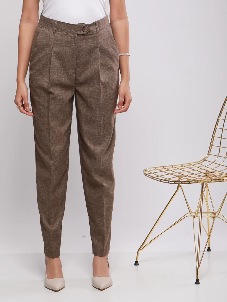 PANTALON CAROTTE TISSE A PINCES