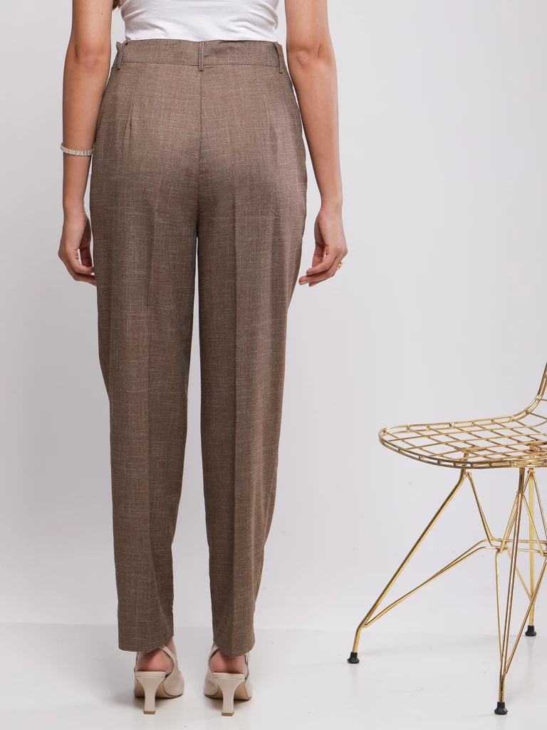 PANTALON CAROTTE TISSE A PINCES